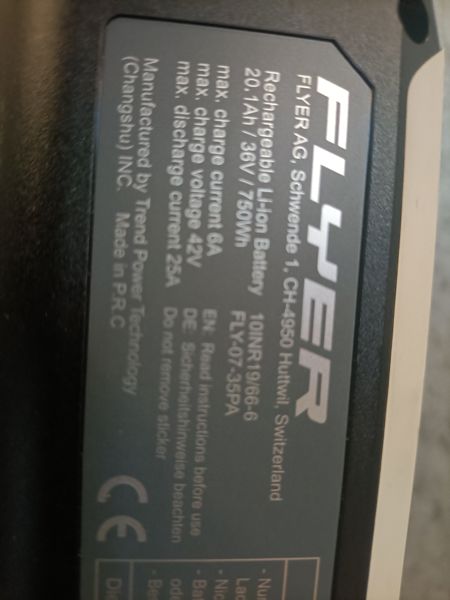 Flyer, KTM,  SIB2  750Wh Rahmen Akku (schwarz)
